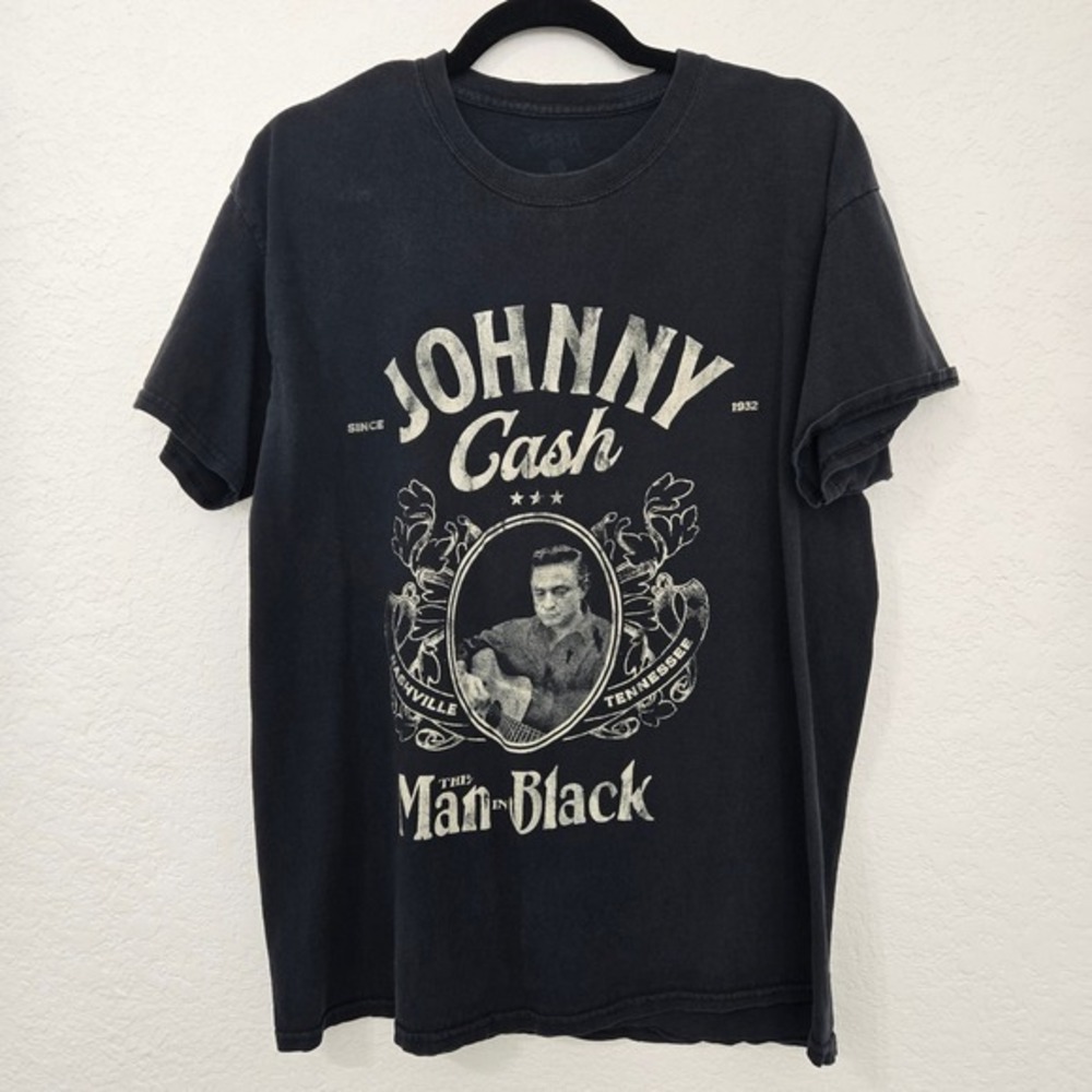 Johnny Cash Black‎ Basic Graphic Tee Short Sleeve T Shirt Casual Cotton Everyday